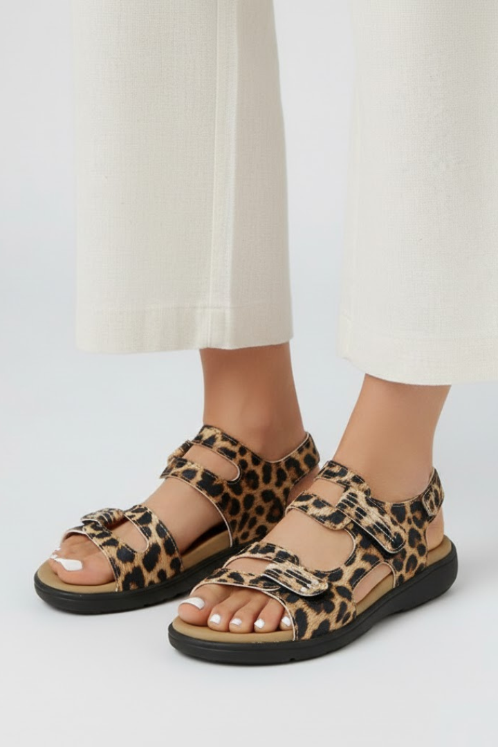 Blair Womens Leopard Print Multi Strap Toe Heeled Sandals by Selouva