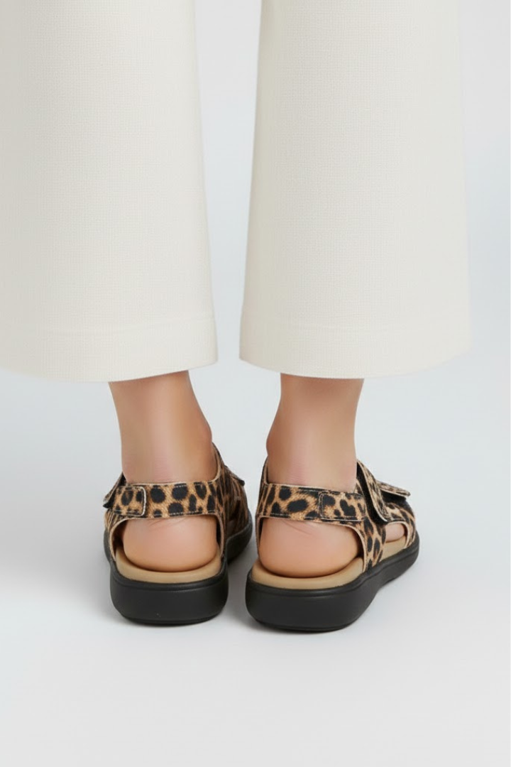 Blair Womens Leopard Print Multi Strap Toe Heeled Sandals by Selouva