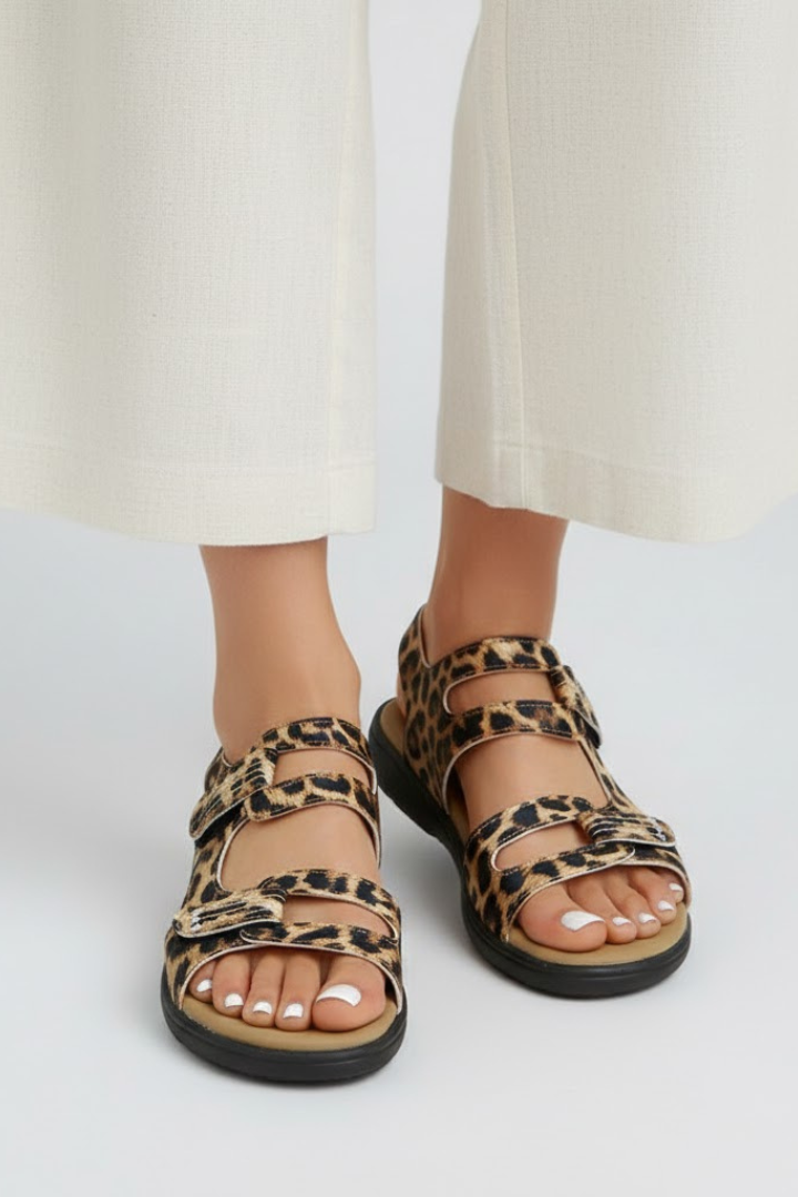 Blair Womens Leopard Print Multi Strap Toe Heeled Sandals by Selouva