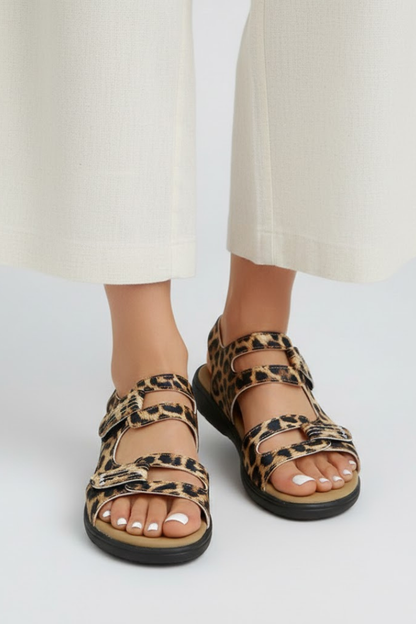 Blair Womens Leopard Print Multi Strap Toe Heeled Sandals by Selouva