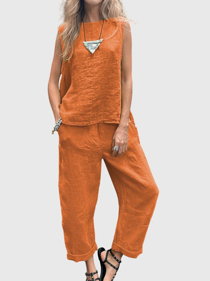 Women's Lime Linen Two Piece Set All Day by Selouva