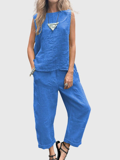 Women's Lime Linen Two Piece Set All Day by Selouva