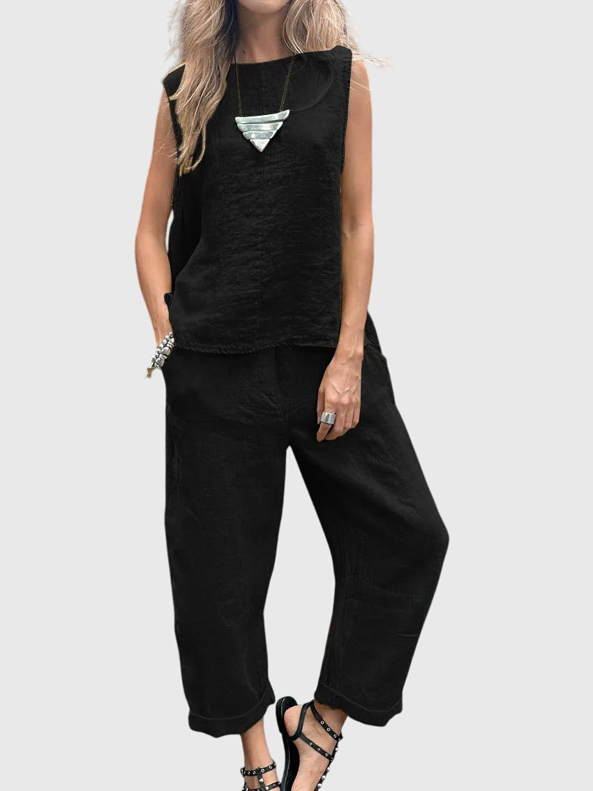 Women's Lime Linen Two Piece Set All Day by Selouva