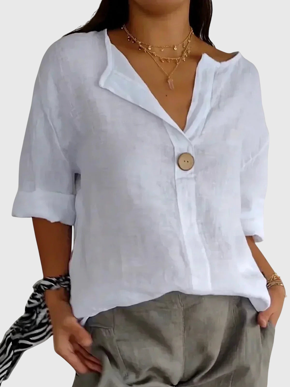 Gemma Chic Comfort Linen Blouse For Everyday Style by Selouva