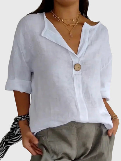 Gemma Chic Comfort Linen Blouse For Everyday Style by Selouva