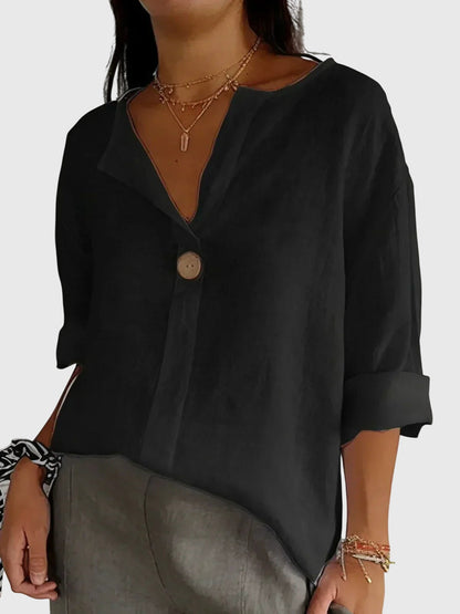 Gemma Chic Comfort Linen Blouse For Everyday Style by Selouva