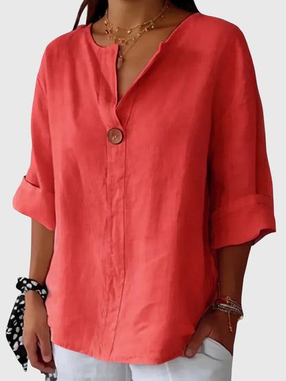 Gemma Chic Comfort Linen Blouse For Everyday Style by Selouva