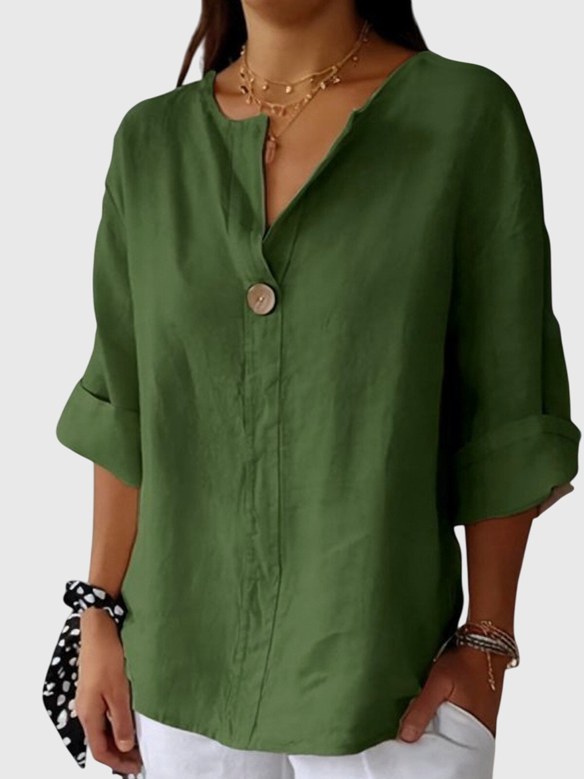 Gemma Chic Comfort Linen Blouse For Everyday Style by Selouva