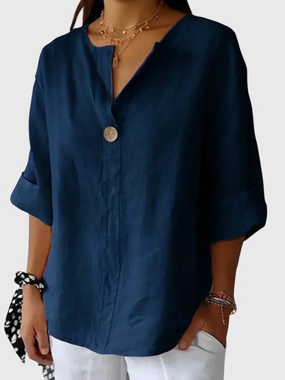 Gemma Chic Comfort Linen Blouse For Everyday Style by Selouva