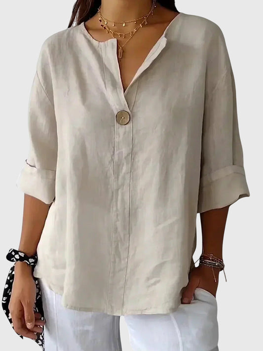 Gemma Chic Comfort Linen Blouse For Everyday Style by Selouva