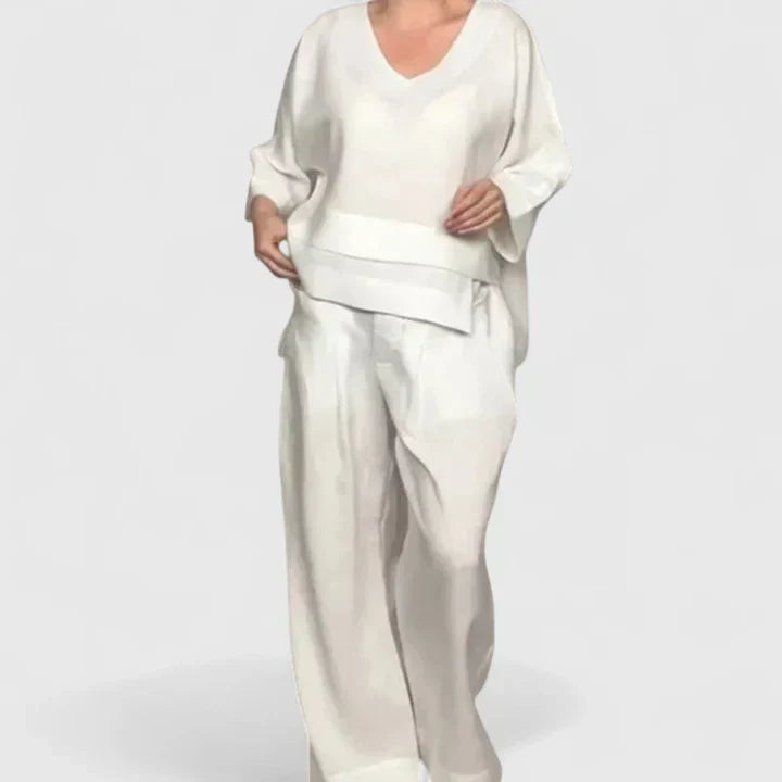 Women's Linen Set with Cropped Top by Selouva