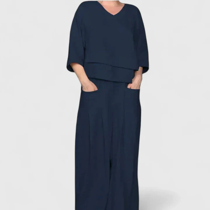 Women's Linen Set with Cropped Top by Selouva