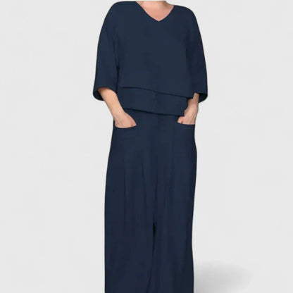 Women's Linen Set with Cropped Top by Selouva