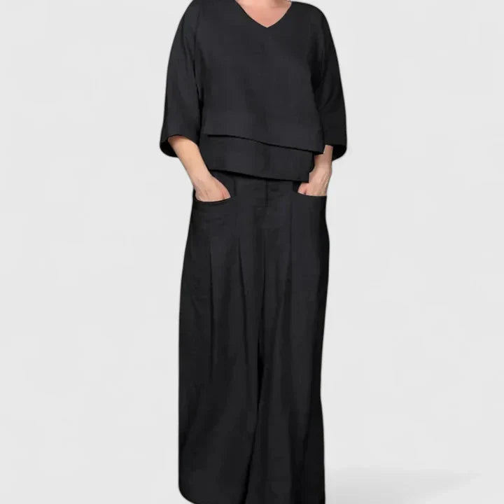 Women's Linen Set with Cropped Top by Selouva