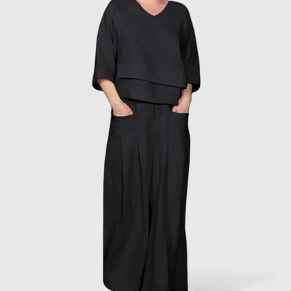 Women's Linen Set with Cropped Top by Selouva