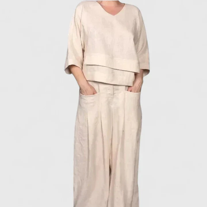 Women's Linen Set with Cropped Top by Selouva