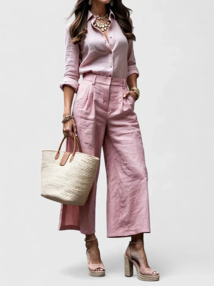 Women's Linen Set with Relaxed Fit by Selouva