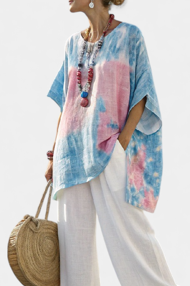 Vantrel Relaxed Linen Top With Striped Bamboo Linen Pants by Selouva