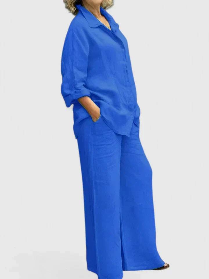 Women's Linen Set with Wide Leg by Selouva