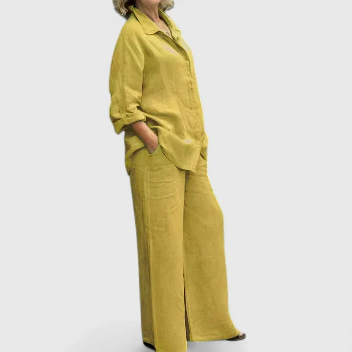 Women's Linen Set with Wide Leg by Selouva