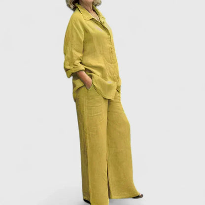 Women's Linen Set with Wide Leg by Selouva