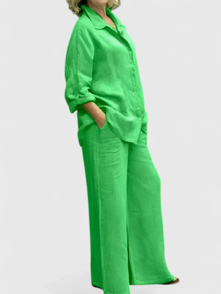 Women's Linen Set with Wide Leg by Selouva