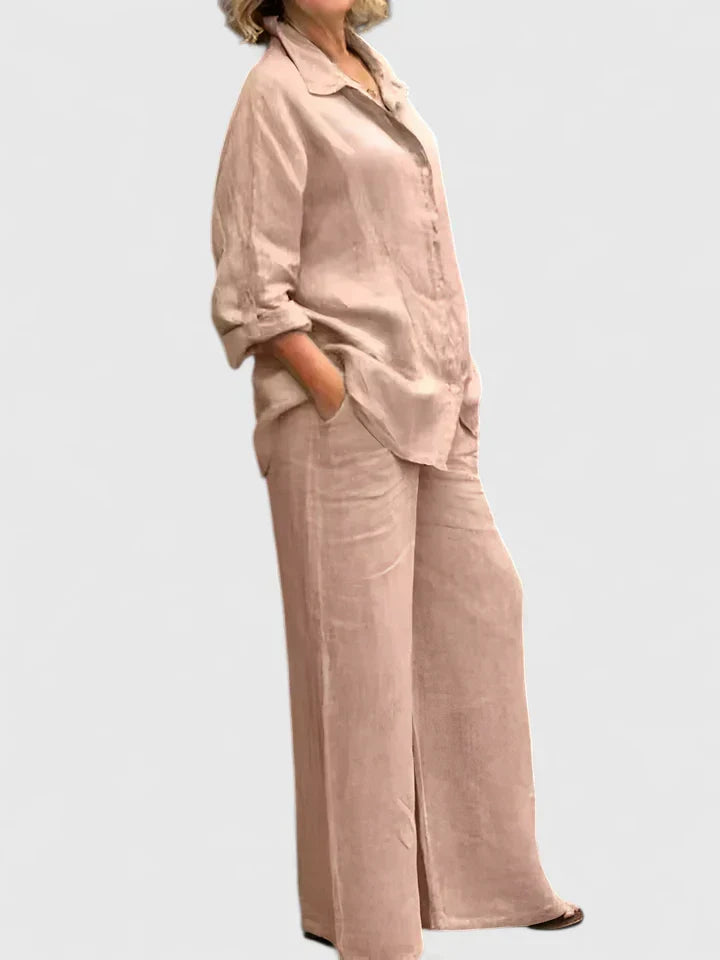 Women's Linen Set with Wide Leg by Selouva