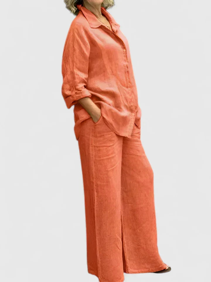 Women's Linen Set with Wide Leg by Selouva