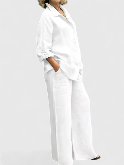 Women's Linen Set with Wide Leg by Selouva