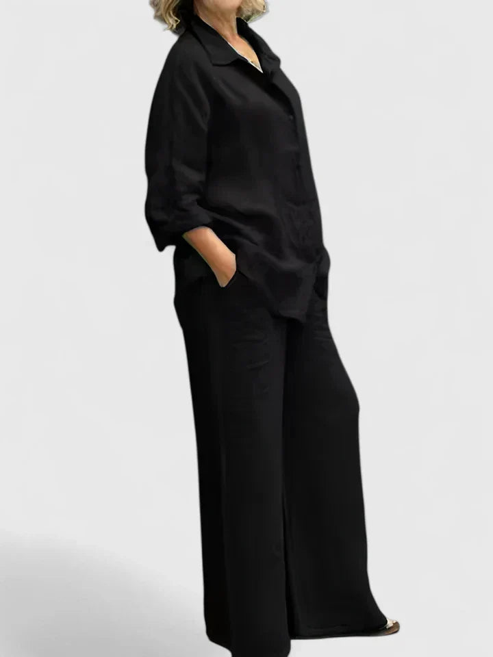 Women's Linen Set with Wide Leg by Selouva