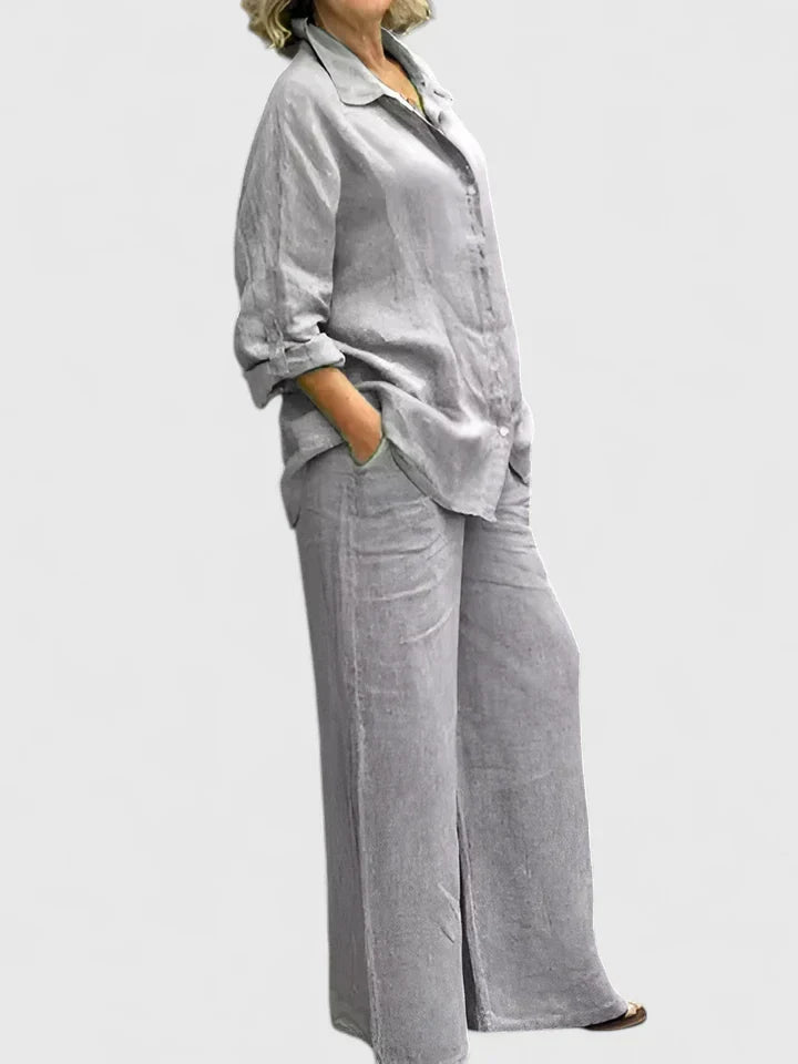 Women's Linen Set with Wide Leg by Selouva