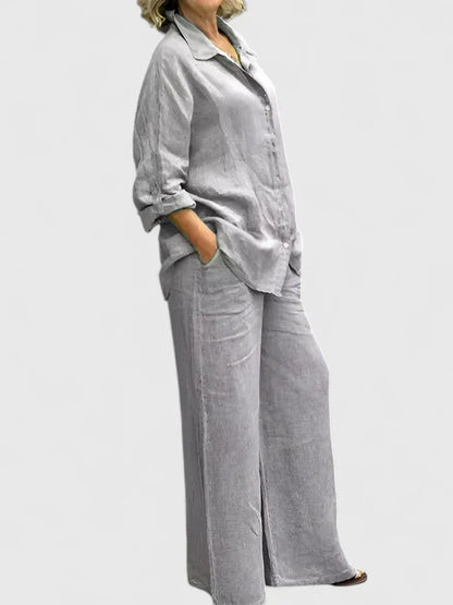 Women's Linen Set with Wide Leg by Selouva