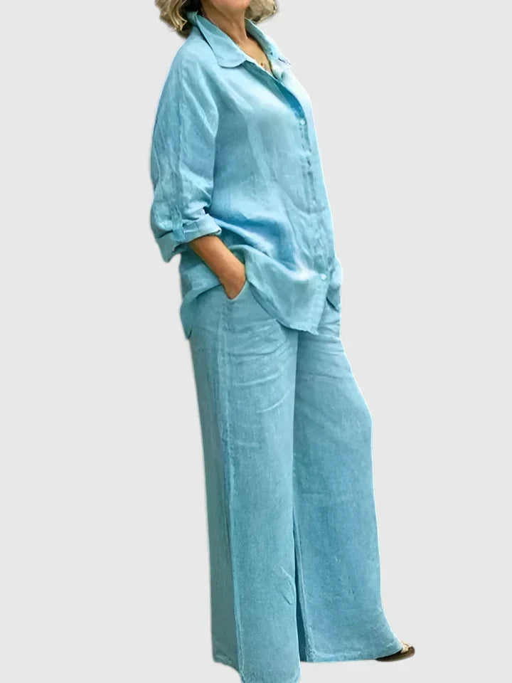 Women's Linen Set with Wide Leg by Selouva