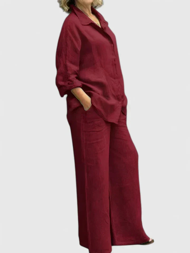 Women's Linen Set with Wide Leg by Selouva