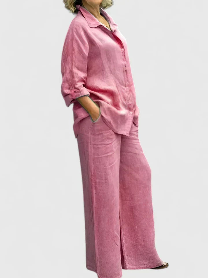 Women's Linen Set with Wide Leg by Selouva