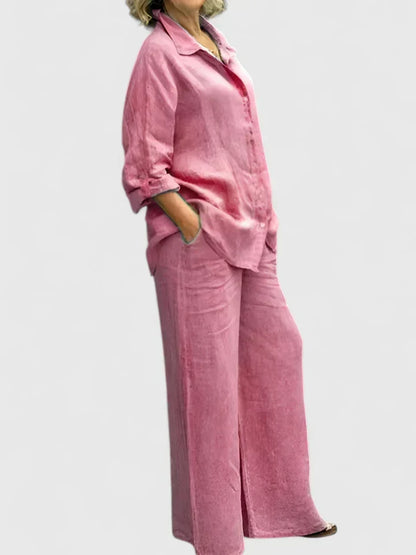 Women's Linen Set with Wide Leg by Selouva