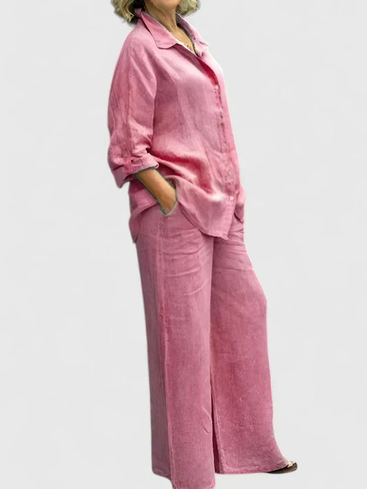 Women's Linen Set with Wide Leg by Selouva