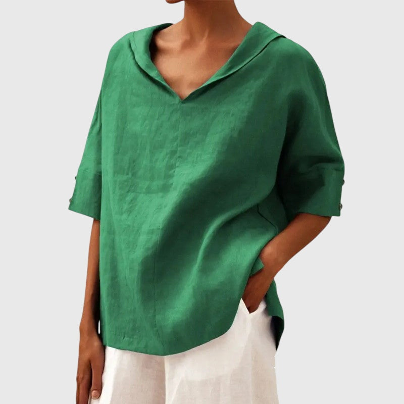 Ayla Blouse In Warm Yellow Lightweight Linen Style by Selouva