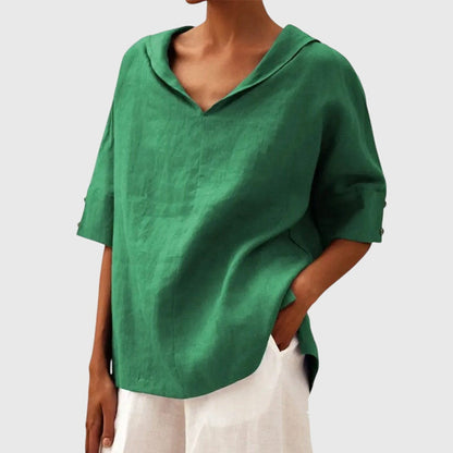 Ayla Blouse In Warm Yellow Lightweight Linen Style by Selouva