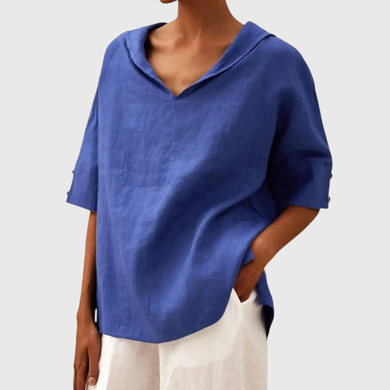 Ayla Blouse In Warm Yellow Lightweight Linen Style by Selouva
