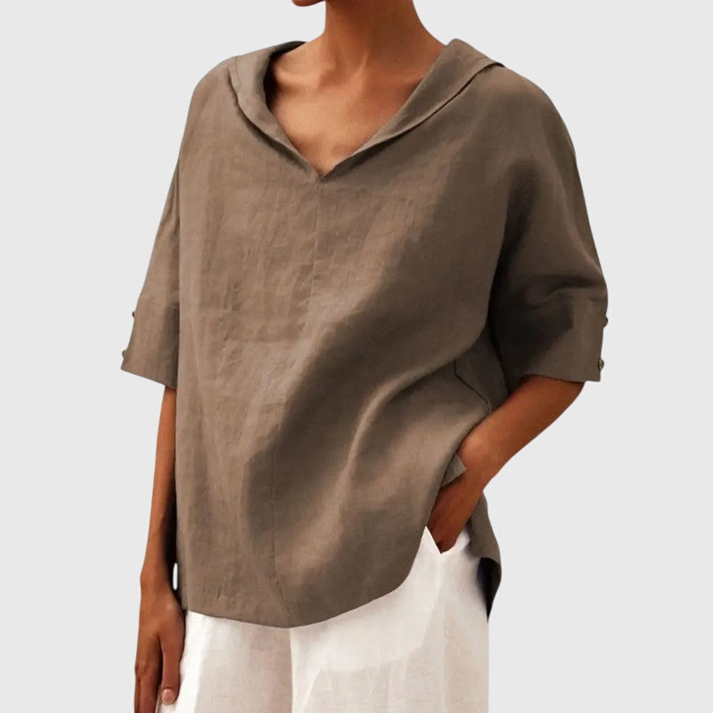 Ayla Blouse In Warm Yellow Lightweight Linen Style by Selouva