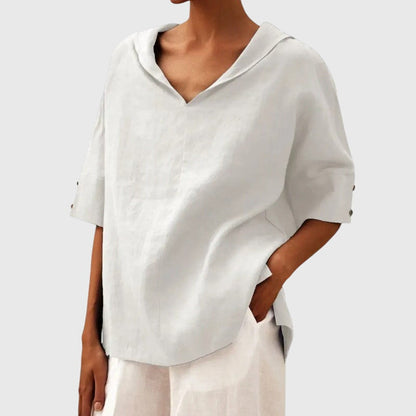 Ayla Blouse In Warm Yellow Lightweight Linen Style by Selouva