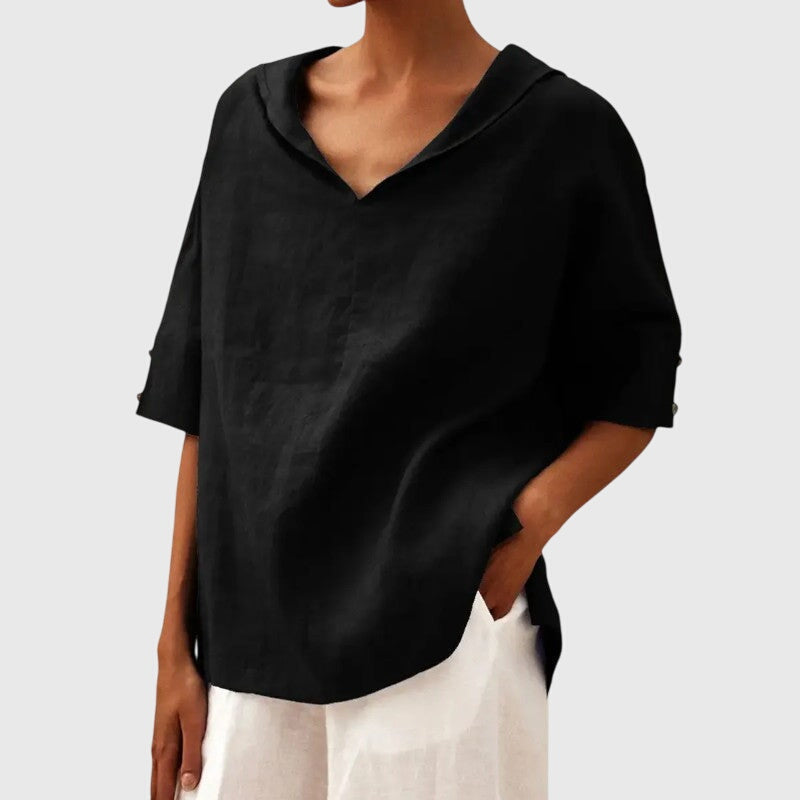 Ayla Blouse In Warm Yellow Lightweight Linen Style by Selouva