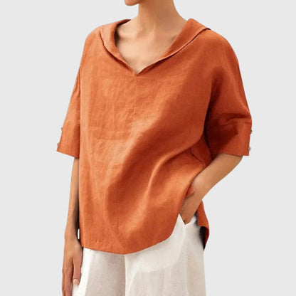 Ayla Blouse In Warm Yellow Lightweight Linen Style by Selouva