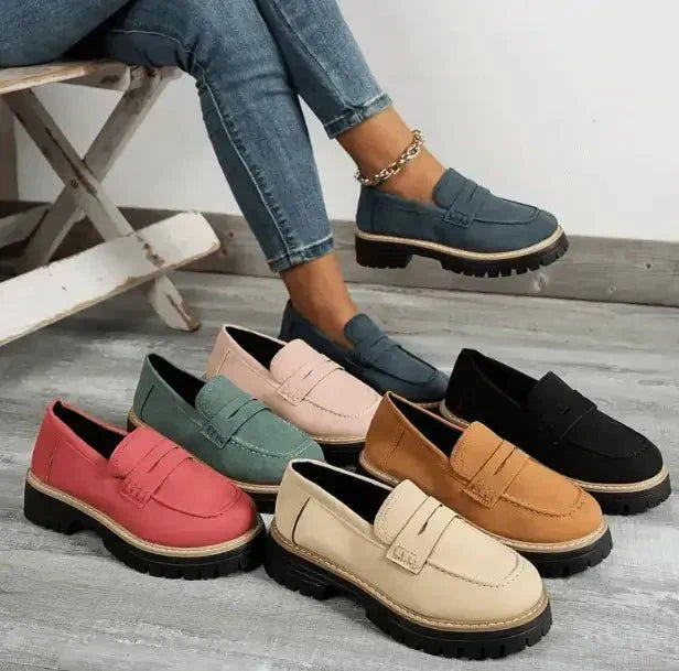 Nadya Comfortable Women Loafers Slip On Shoes With Lug Sole by Selouva