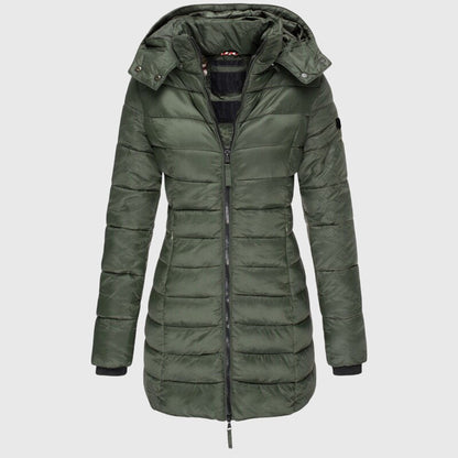 Women's Long Down Jacket with Weather Hood for Winter by Selouva