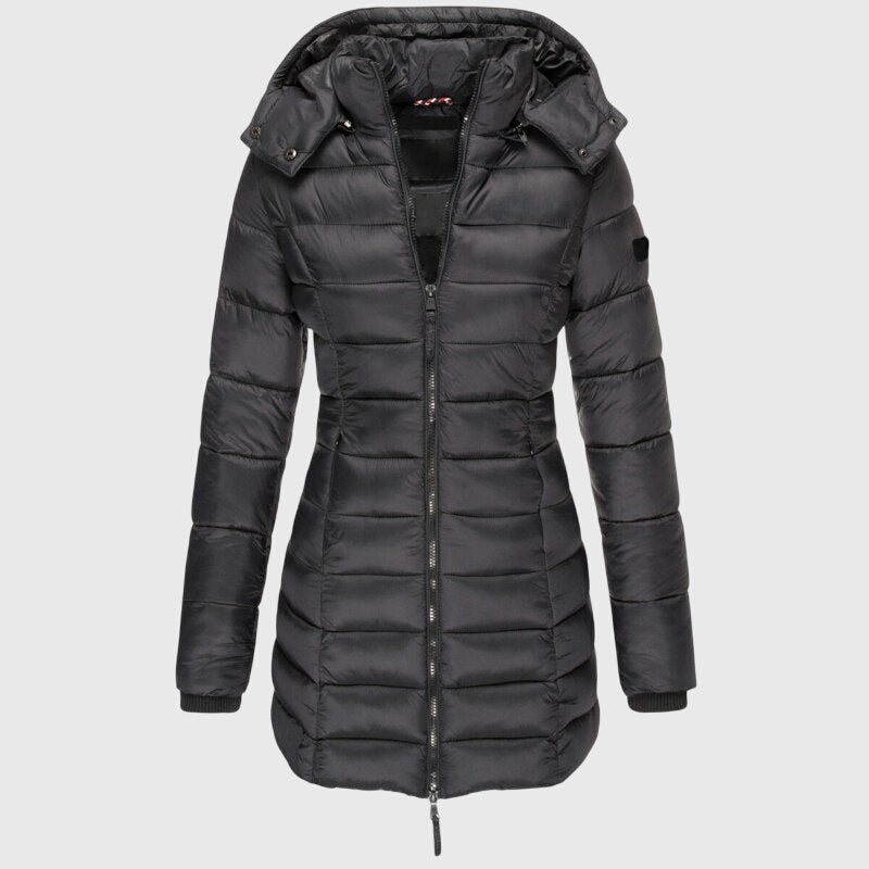 Women's Long Down Jacket with Weather Hood for Winter by Selouva