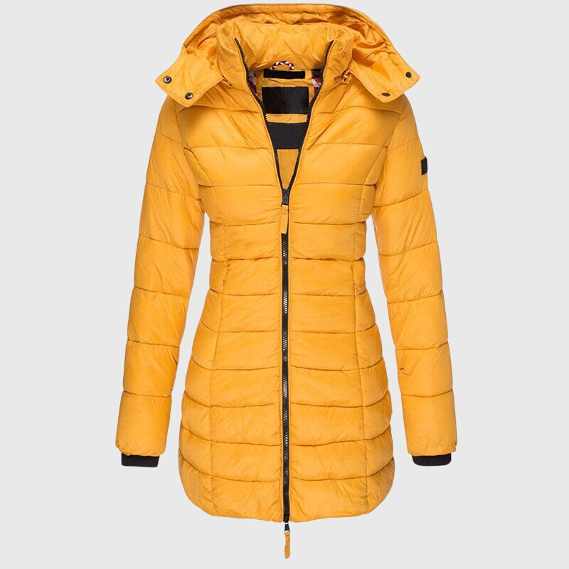 Women's Long Down Jacket with Weather Hood for Winter by Selouva