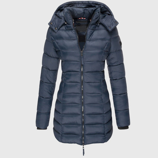 Women's Long Down Jacket with Weather Hood for Winter by Selouva