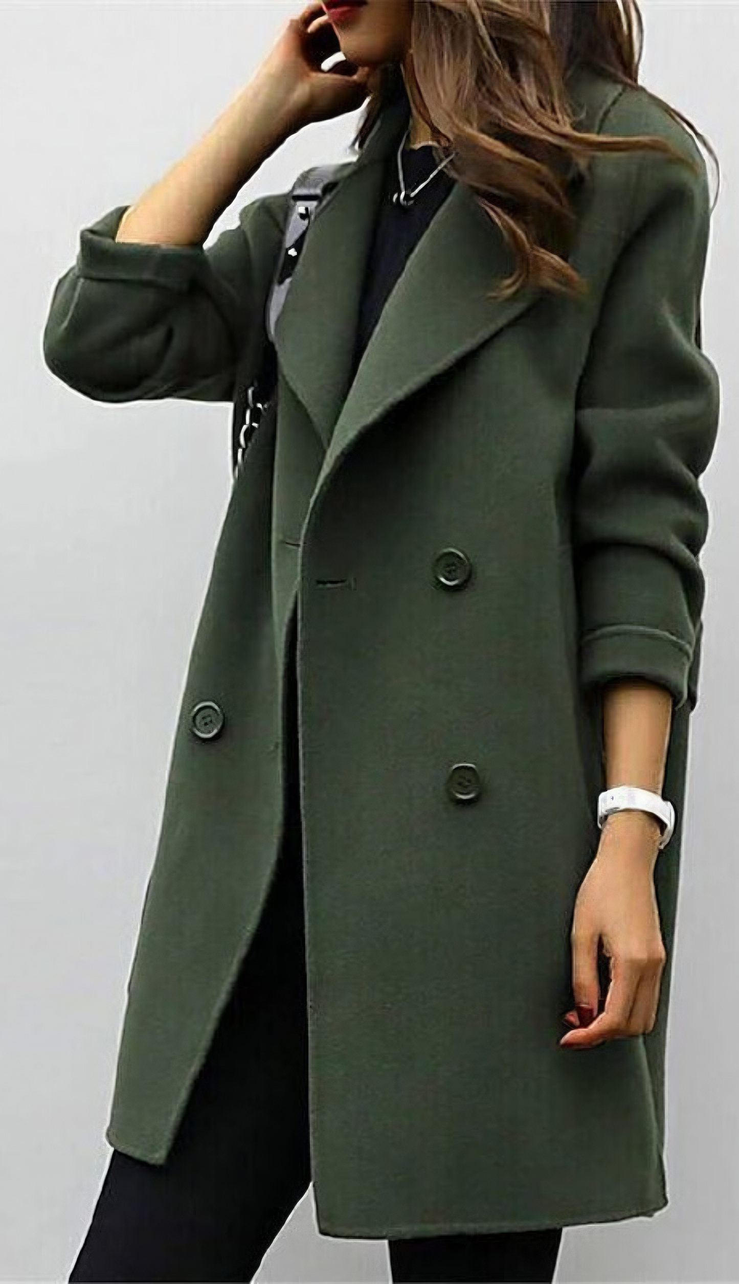 Women's Long Trench Coat with Wide Lapels for Work by Selouva